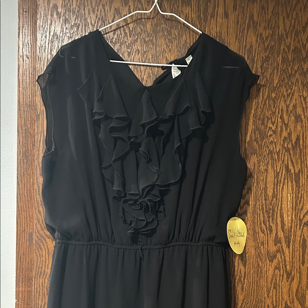 Emma & Michele Black Ruffled Dress 14W